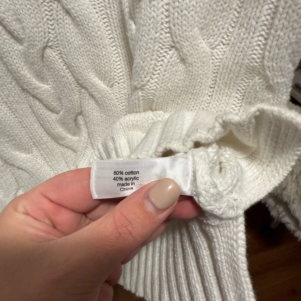 Lane Bryant Size 14/16- Women's White and Navy Cable Knit Sweater - Picture 4 of 5